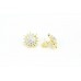 Women's Ear tops studs Earrings pair yellow Gold Plated Zircon Stones
